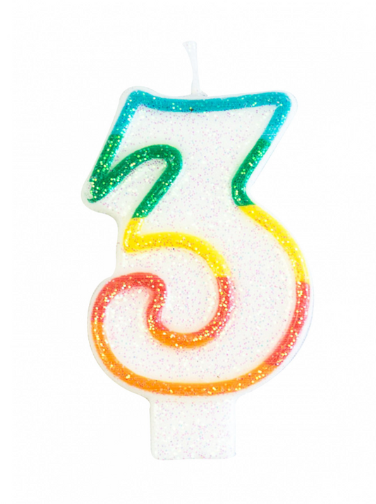 Bougie d'anniversaire chiffre 3 7,5 cm