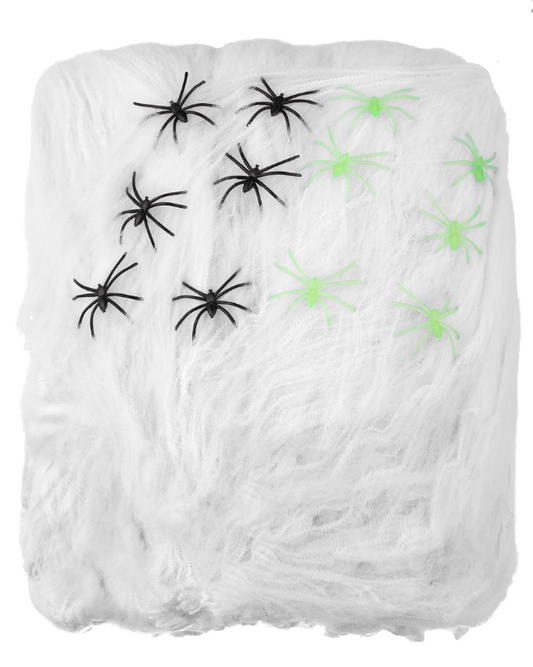 Décoration toile d'araignée blanche avec araignées 500 g Halloween