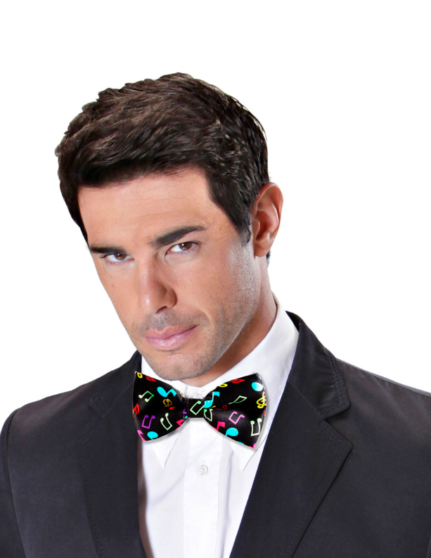 Noeud papillon noir avec notes de musique adulte