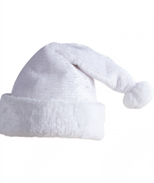 Bonnet de Père Noël blanc argent enfant