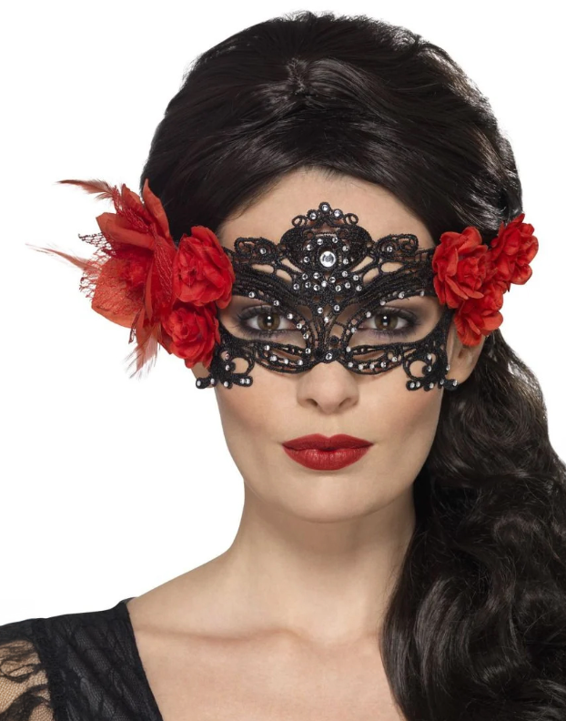 Masque dentelle noire Dia de los Muertos adulte