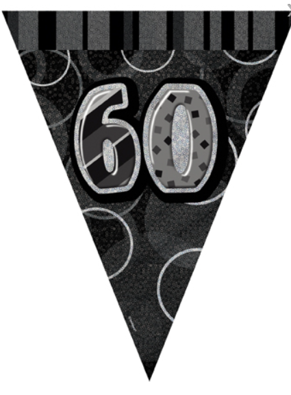 Guirlande Fanions gris Age 60 ans