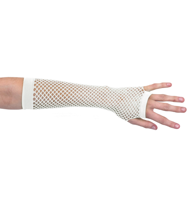 Mitaines longues blanches résille adulte