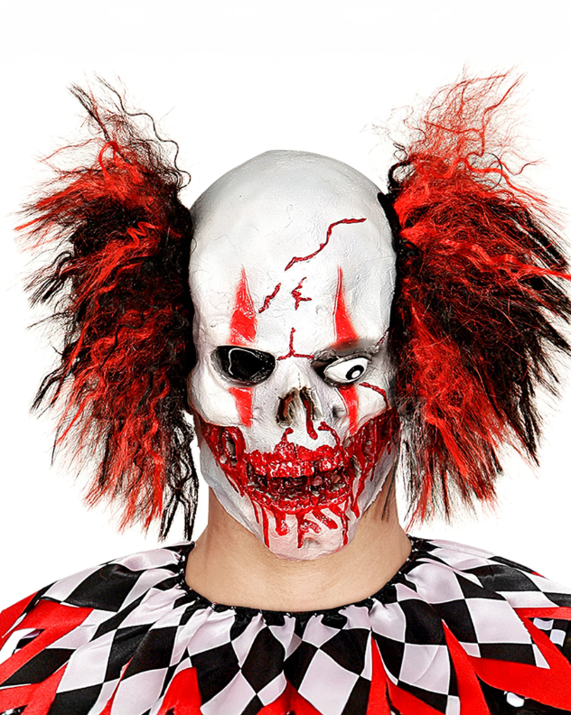 Masque latex clown rouge sanglant adulte Halloween