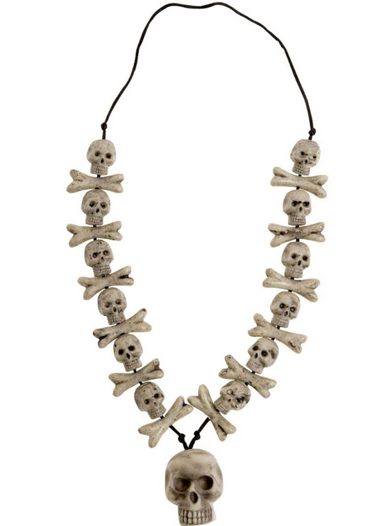 Collier tête de mort et os adulte Halloween