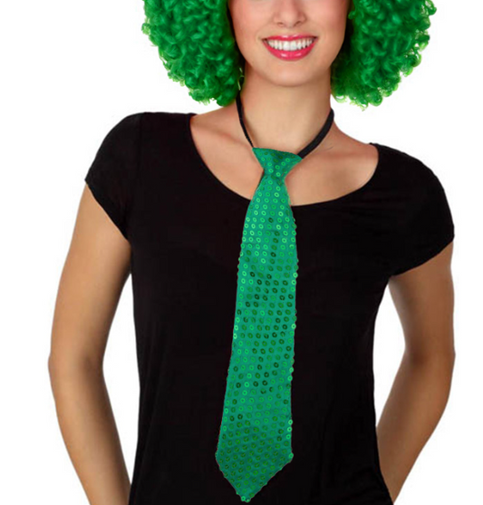 Cravate à sequins verts adulte