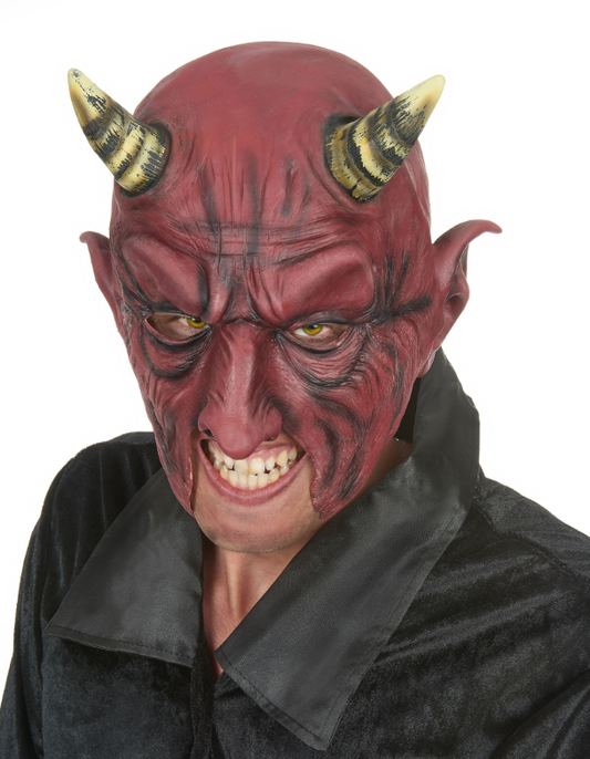 Demi masque latex démon à corne adulte Halloween