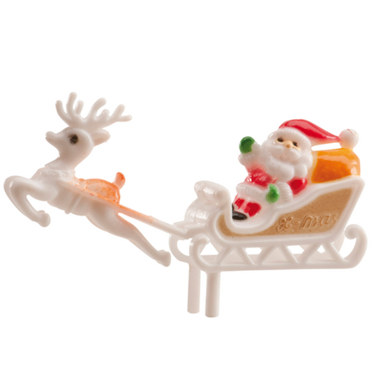Décoration de gâteau Père Noël et son traîneau 6 cm