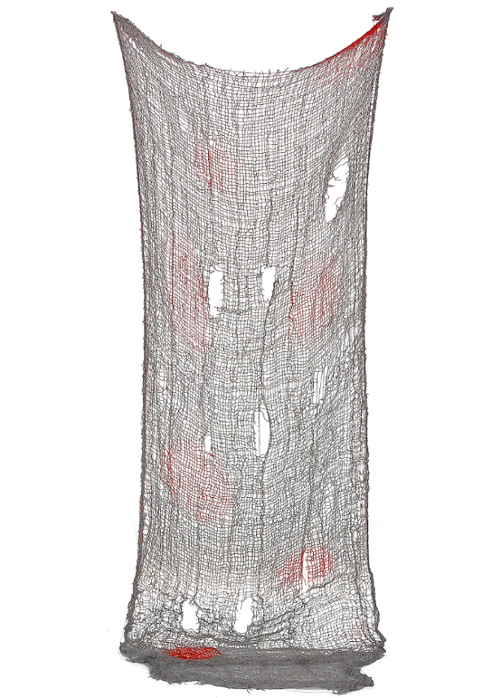 Décoration drap troué ensanglanté Halloween 150 x 75 cm