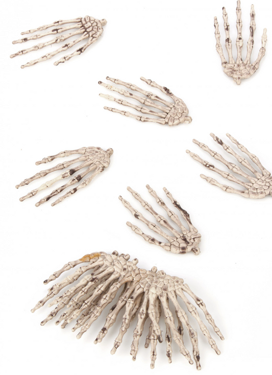 Lot de 12 mains de squelette Halloween
