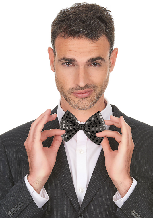 Noeud papillon noir avec sequins adulte
