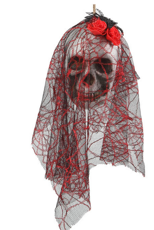 Décoration à suspendre tête de mort mariée 15 x 30 cm
