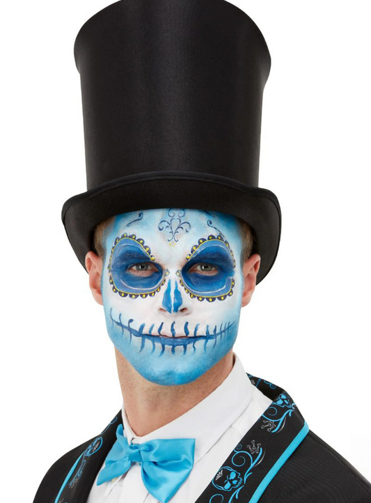 Kit maquillage et tatoo Dia de los Muertos bleu adulte