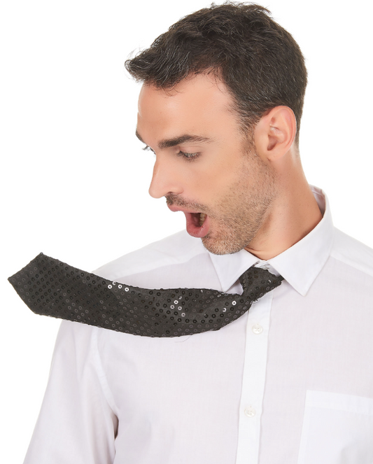 Cravate noire à sequins adulte