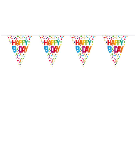 Chaîne fanion de 10 m « Happy Birthday »