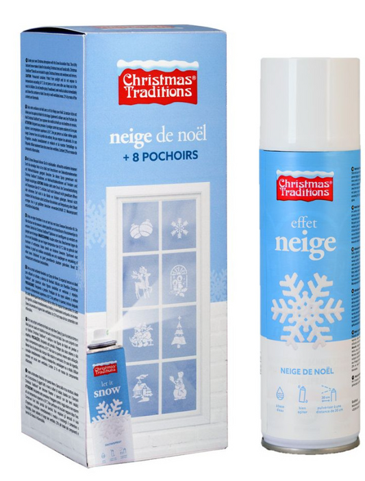 Bombe spray neige avec pochoirs Noël