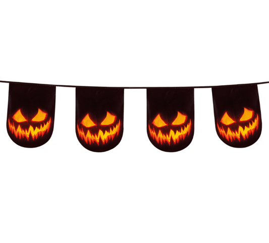 Guirlande fanions citrouille terrifiante en plastique 6 m