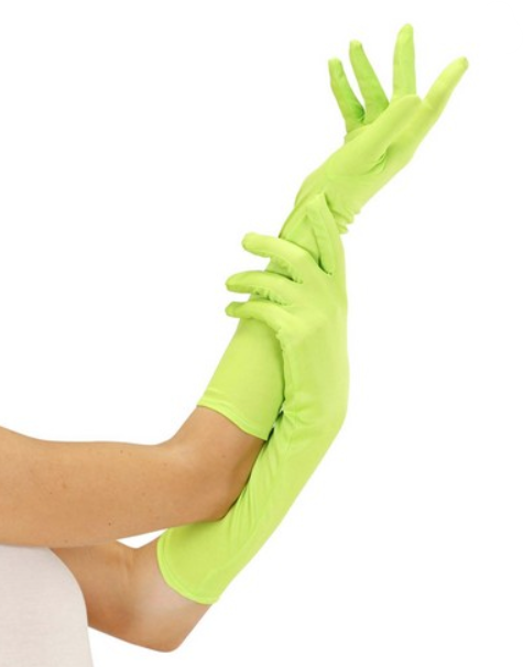 Gants longs verts fluo adulte