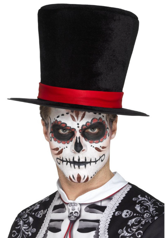 Chapeau haut de forme velour Dia de los Muertos adulte