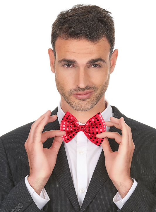Noeud papillon rouge avec sequins adulte