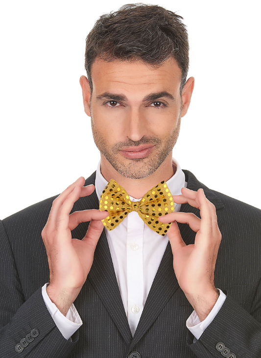 Noeud papillon doré avec sequins adulte