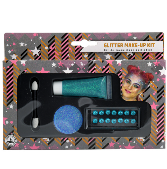 Kit de maquillage bleu pailleté