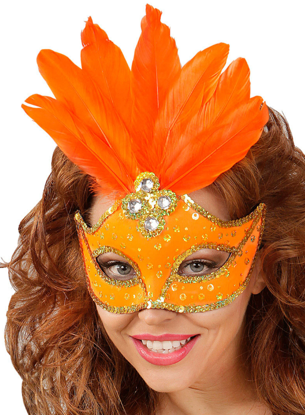 Loup orange avec plumes femme