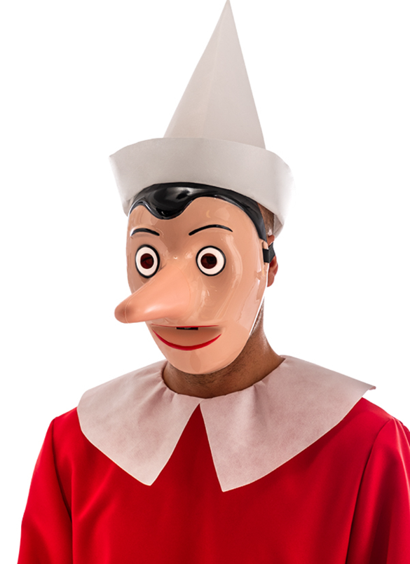 Masque plastique Pinocchio™ avec nez détachable adulte