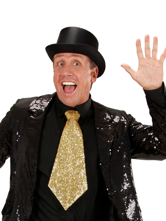 Cravate dorée à paillettes adulte