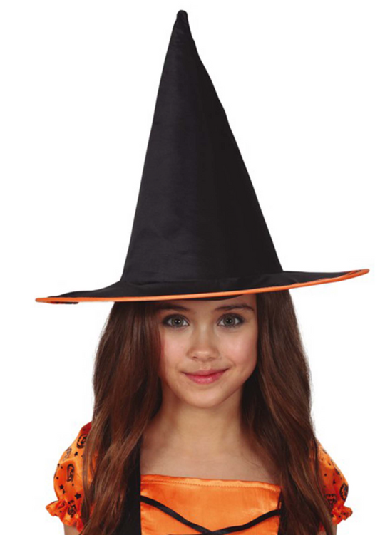 Chapeau sorcière avec liseré orange enfant