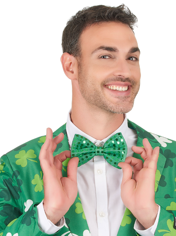 Noeud papillon vert sequins adulte