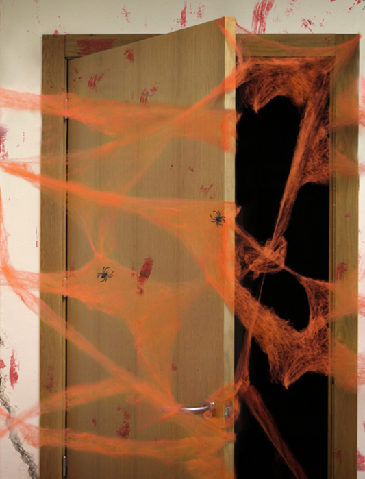 Toile d'araignée orange avec araignées 20 g Halloween