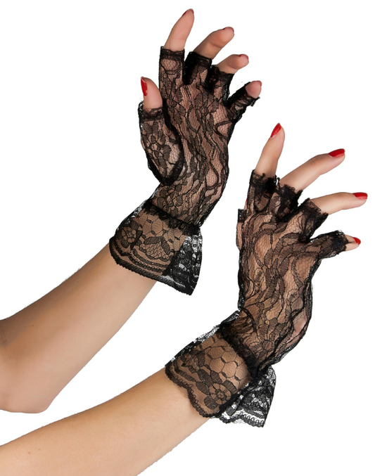 Gants noirs en dentelle femme