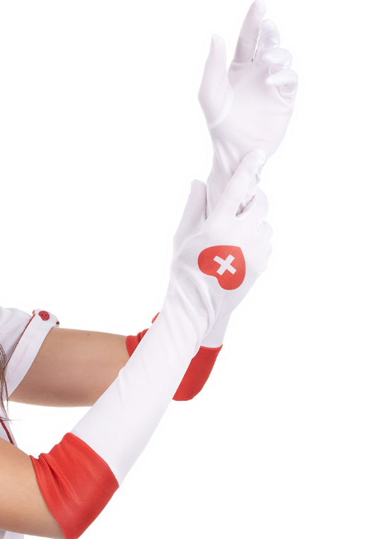 Gants longs blancs infirmière adulte
