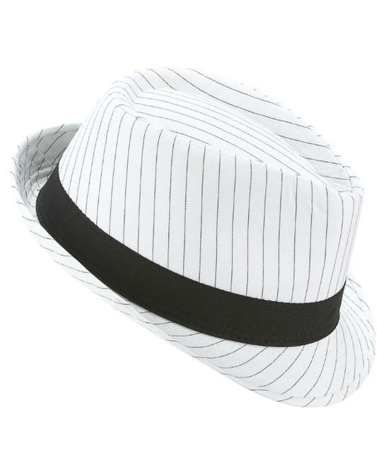 Chapeau borsalino blanc à rayures noires