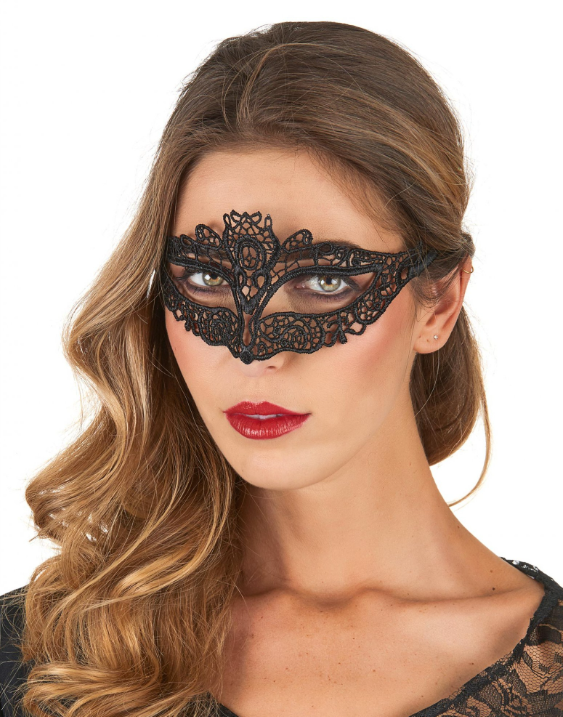 Masque dentellé noir femme