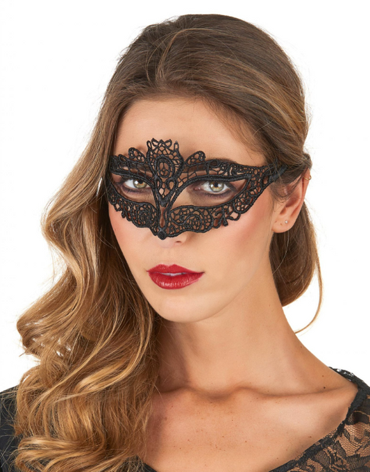 Masque dentellé noir femme