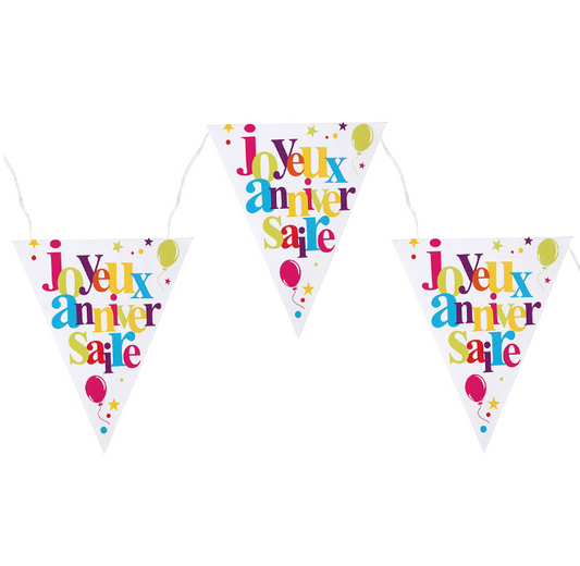 Guirlande fanions anniversaire festif 26 x 22 cm 3 m
