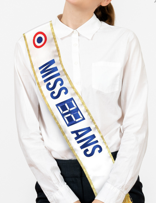 Echarpe de miss personnalisable anniversaire avec diplôme et feutre
