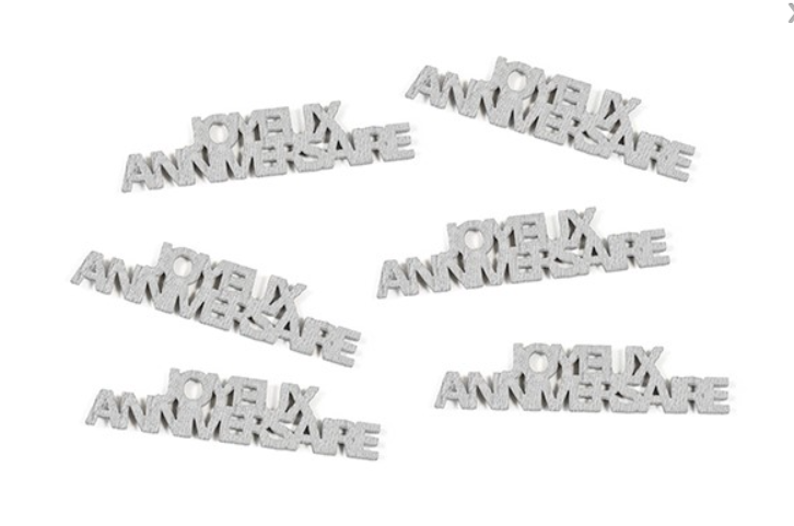 6 Confettis de table Joyeux Anniversaire argentés 15 g