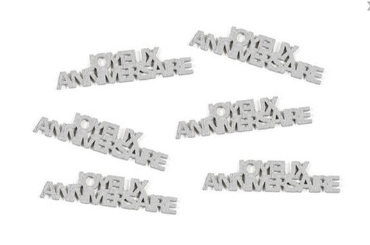 6 Confettis de table Joyeux Anniversaire argentés 15 g