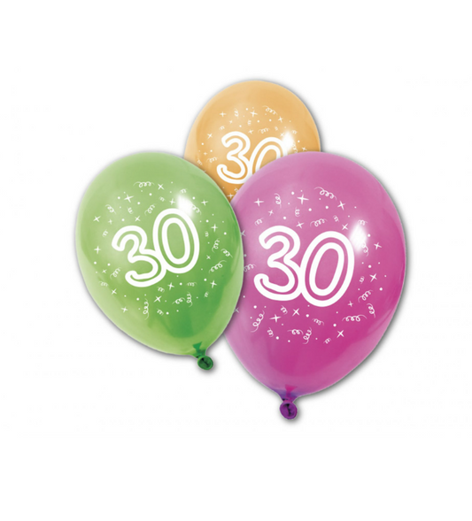 Ballons en latex anniversaire 30 ans 30 cm