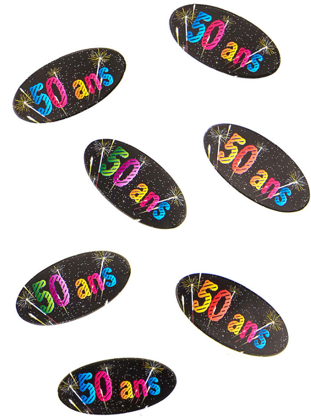 Confettis de table en papier 50 ans feux d'artifice 4 x 2 cm