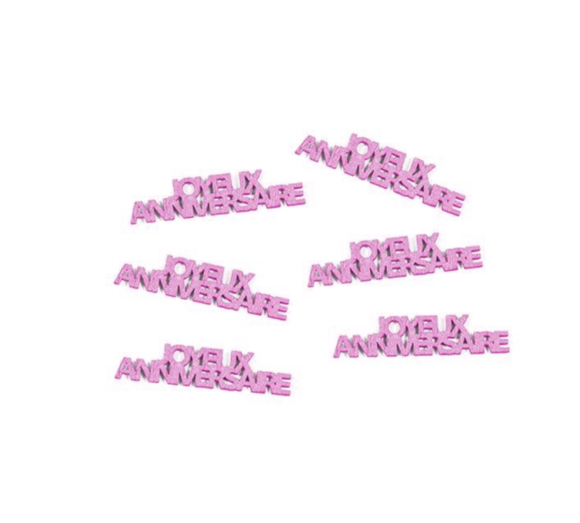Confettis de table Joyeux anniversaire fuchsia 15 g