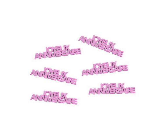 Confettis de table Joyeux anniversaire fuchsia 15 g