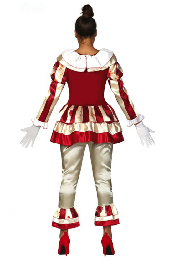 Déguisement clown terrifiante rouge et blanc femme