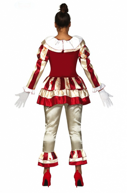 Déguisement clown terrifiante rouge et blanc femme