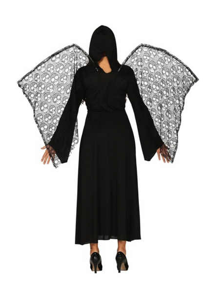 Déguisement ange de la mort ailes dentelles femme