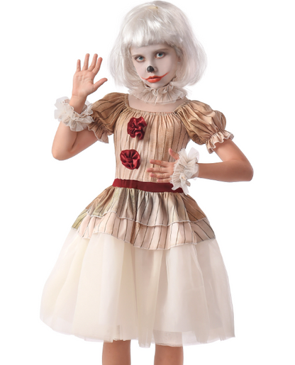 Déguisement clown terrifiant beige fille