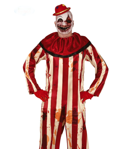 Déguisement clown terrifiant rouge et blanc homme
